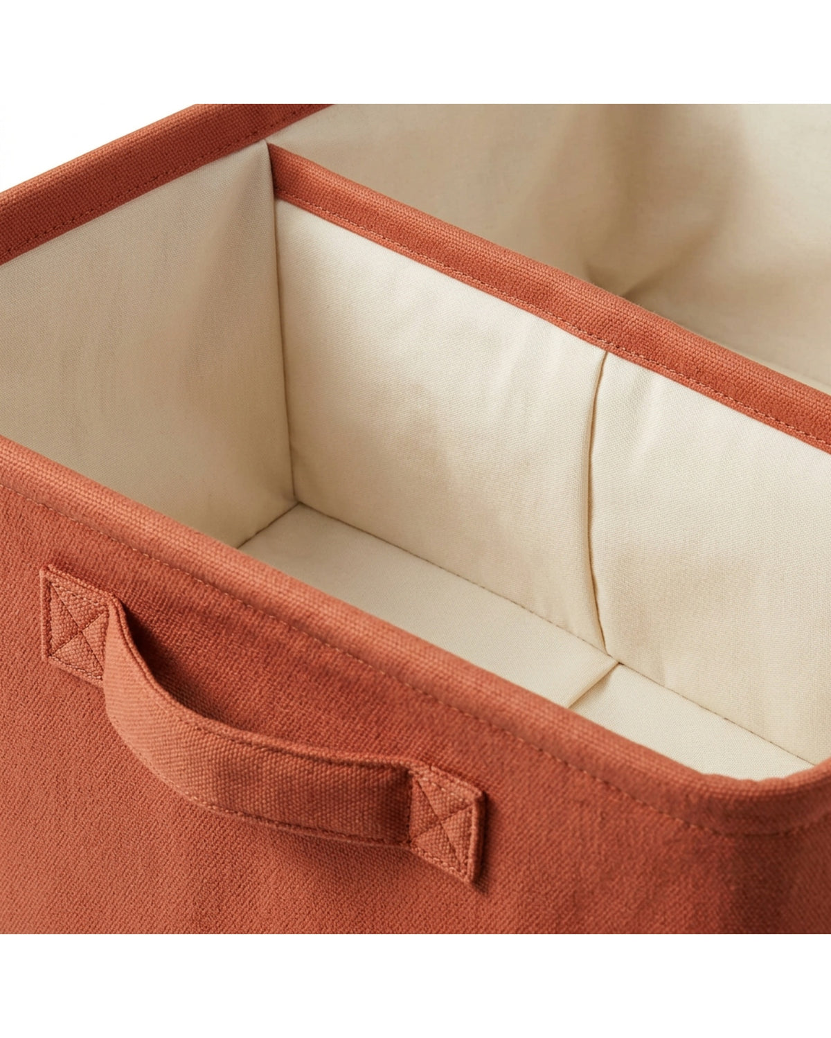 Bnvfk Low Profile Canvas Folding Storage Basket 24 L Terracotta - Detail view