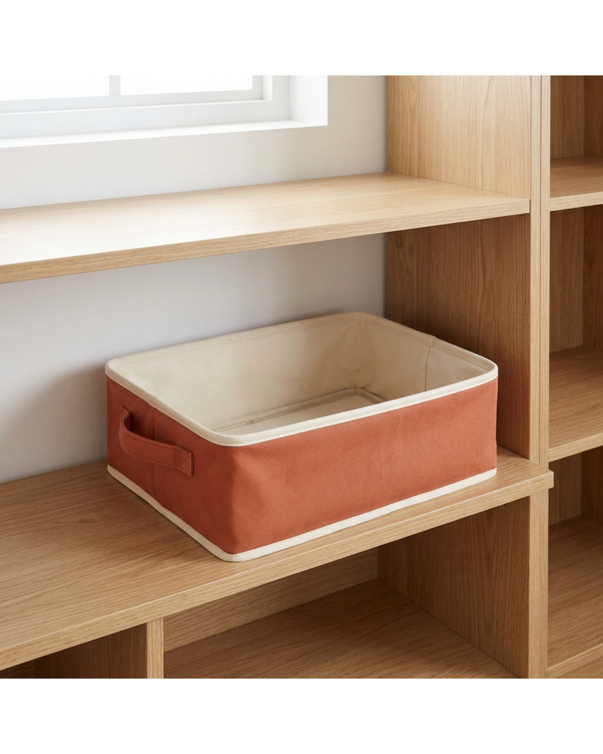 Bnvfk Low Profile Canvas Folding Storage Basket 24 L Terracotta - Lifestyle view
