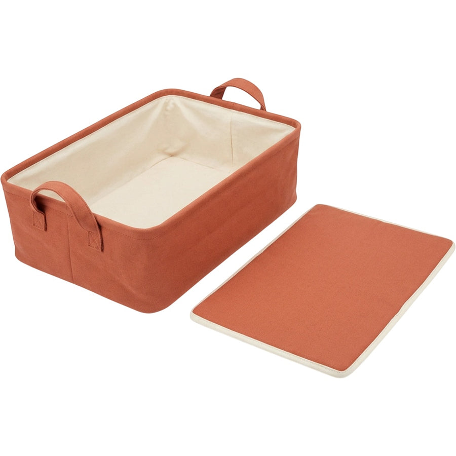 Bnvfk Low Profile Canvas Folding Storage Basket 24 L Terracotta