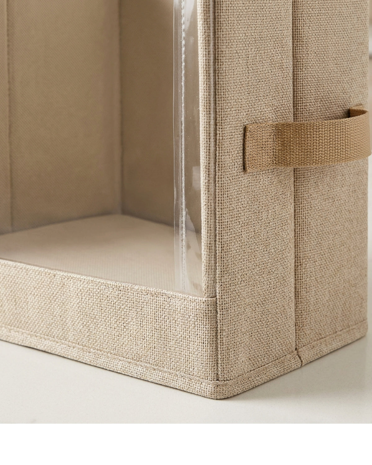 Bnvfk Windowed Linen Blend Folding Storage Cube 32 L Natural - Detail view